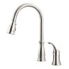 APPASO 2 Hole Kitchen Faucet with Pull Down Sprayer;  Stainless Steel Brushed Nickel Commercial Kitchen Sink Faucet with Side Single Handle