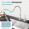 APPASO 2 Hole Kitchen Faucet with Pull Down Sprayer;  Stainless Steel Brushed Nickel Commercial Kitchen Sink Faucet with Side Single Handle