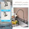 APPASO 2 Hole Kitchen Faucet with Pull Down Sprayer;  Stainless Steel Brushed Nickel Commercial Kitchen Sink Faucet with Side Single Handle