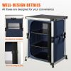VEVOR Camping Kitchen Table, Pop-up Aluminum Portable Folding Cook Station w/ 3-Tier Storage Organizer, Side Pocket & Carrying Bag, Quick Installation
