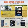 VEVOR Camping Kitchen Table, Pop-up Aluminum Portable Folding Cook Station w/ 3-Tier Storage Organizer, Side Pocket & Carrying Bag, Quick Installation