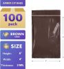 Brown Amber Zip Bags 4 x 6; Poly Zip Bags for Storage Pack of 100; Durable Resealable Bags 4x6; Water-Resistant Poly Zipper Bags 3 Mil; Poly & Plastic