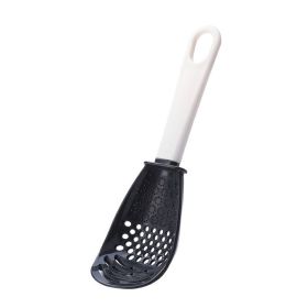 New Multifunctional Kitchen Cooking Spoon Heat-resistant Hanging Hole Innovative Potato Garlic Press Colander Flour Sifter (Color: BLACK)