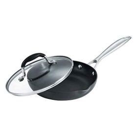 Kitchen Cookware Non-Stick Hard Anodized Frying Pan (Color: BLACK, Type: 1 Piece)