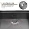 Aqucubic Gunmetal Black Handmade 304 Stainless Steel Undermount Kitchen Sink with Accessories and faucet
